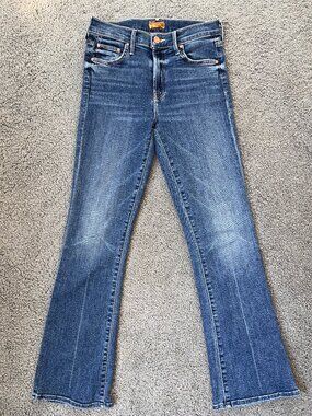 MOTHER THE OUTSIDER ANKLE FLARE JEANS in WALKING ON COALS WASH -   EUC  - 25